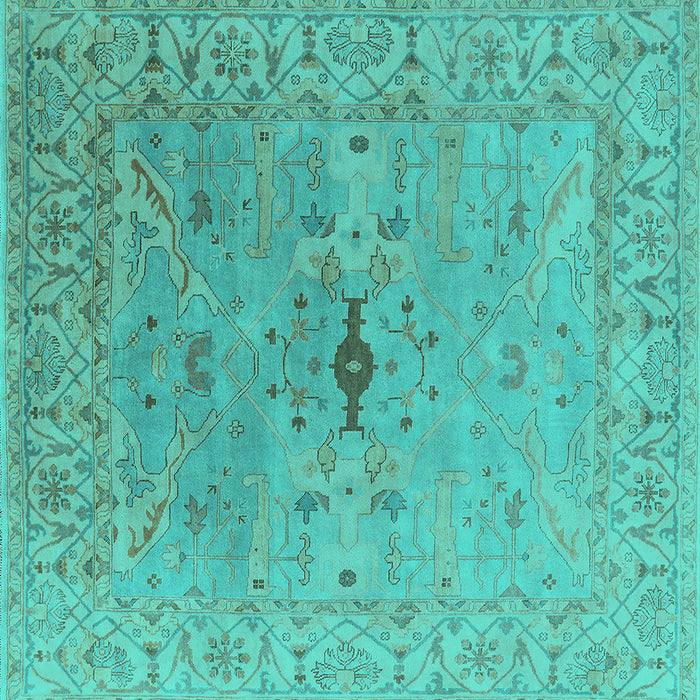 Square Oriental Turquoise Industrial Rug, urb1619turq