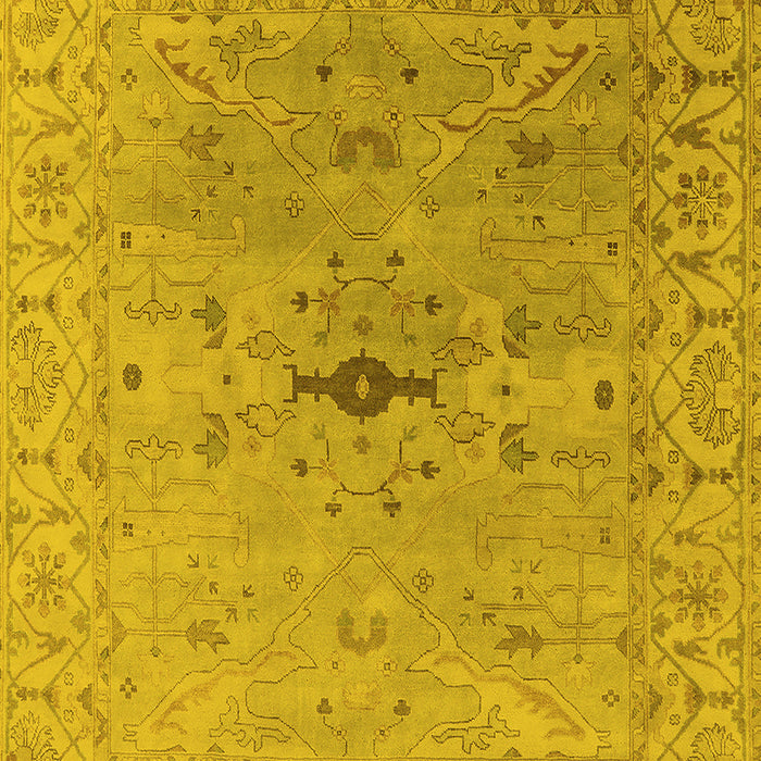 Machine Washable Oriental Yellow Industrial Rug, wshurb1619yw