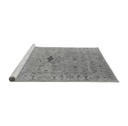 Sideview of Machine Washable Oriental Gray Industrial Rug, wshurb1619gry