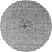 Round Oriental Gray Industrial Rug, urb1619gry