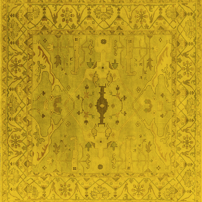 Square Machine Washable Oriental Yellow Industrial Rug, wshurb1619yw