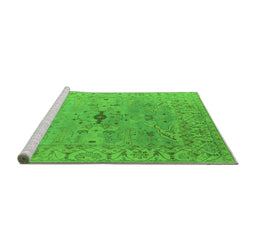 Sideview of Machine Washable Oriental Green Industrial Area Rugs, wshurb1619grn
