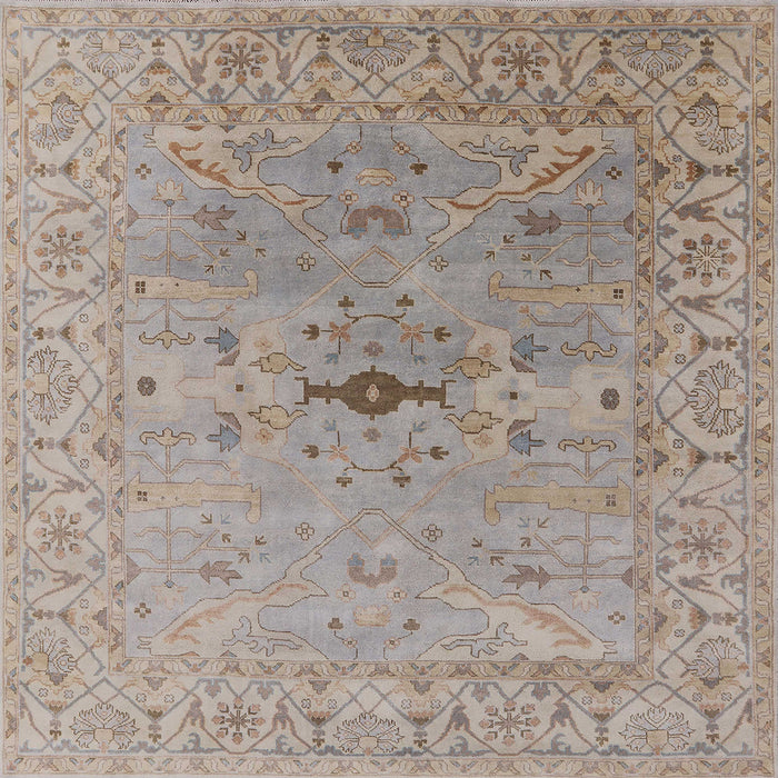 Square Mid-Century Modern Rose Purple Oriental Rug, urb1619