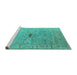 Sideview of Machine Washable Oriental Turquoise Industrial Area Rugs, wshurb1619turq