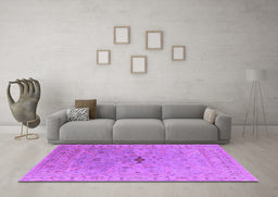 Machine Washable Oriental Purple Industrial Area Rugs in a Living Room, wshurb1619pur