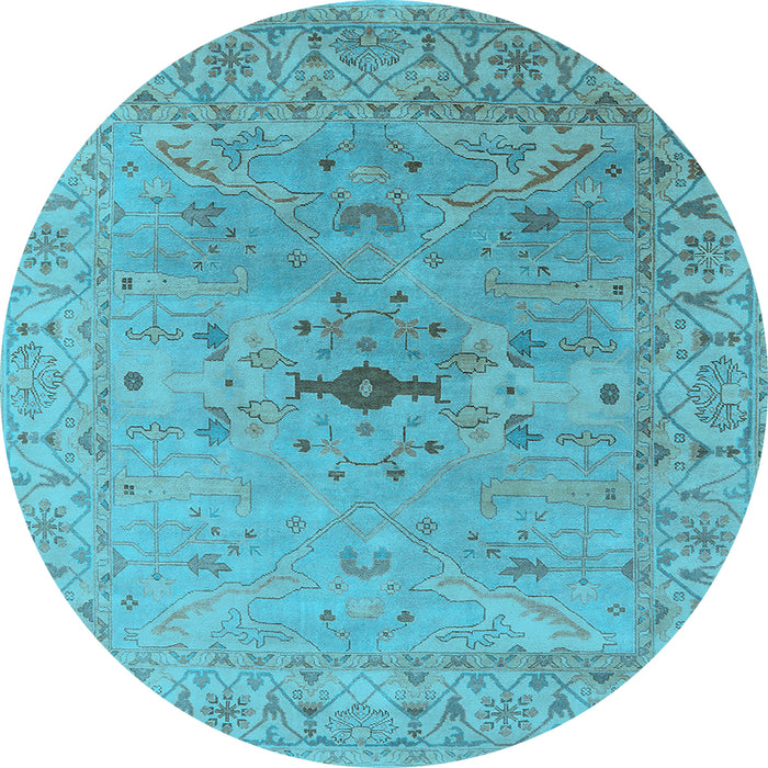 Round Oriental Light Blue Industrial Rug, urb1619lblu