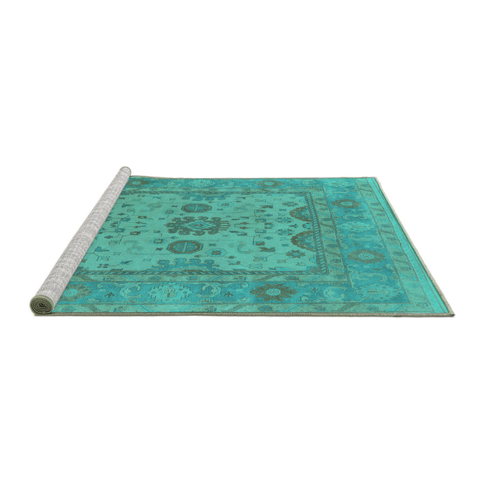 Sideview of Machine Washable Oriental Turquoise Industrial Area Rugs, wshurb1620turq