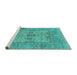 Sideview of Machine Washable Oriental Turquoise Industrial Area Rugs, wshurb1620turq
