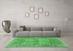 Machine Washable Oriental Emerald Green Industrial Area Rugs in a Living Room,, wshurb1620emgrn