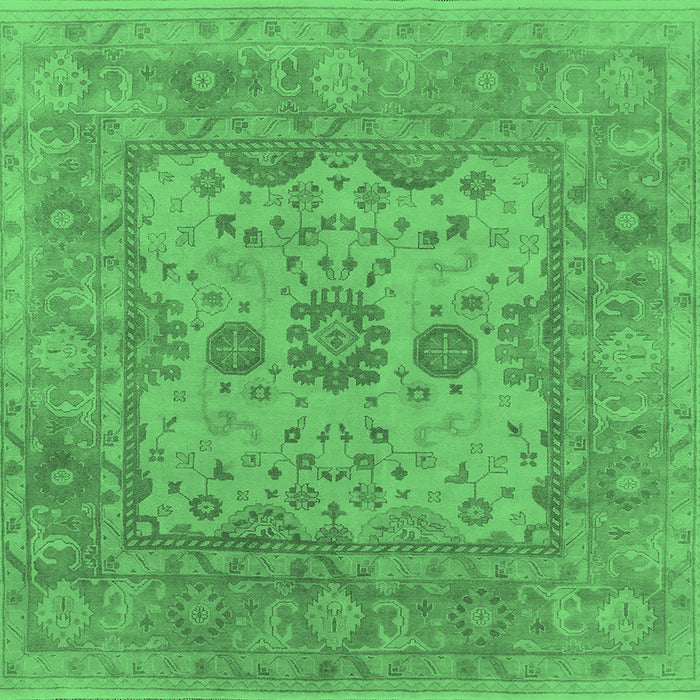 Square Machine Washable Oriental Emerald Green Industrial Area Rugs, wshurb1620emgrn