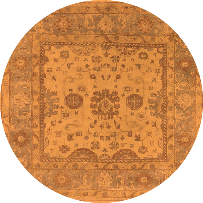 Round Machine Washable Oriental Orange Industrial Area Rugs, wshurb1620org