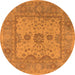 Round Machine Washable Oriental Orange Industrial Area Rugs, wshurb1620org