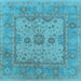 Square Machine Washable Oriental Light Blue Industrial Rug, wshurb1620lblu