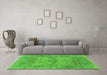 Machine Washable Oriental Green Industrial Area Rugs in a Living Room,, wshurb1620grn