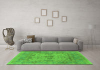 Machine Washable Oriental Green Industrial Rug, wshurb1620grn