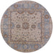 Round Mid-Century Modern Rose Purple Oriental Rug, urb1620