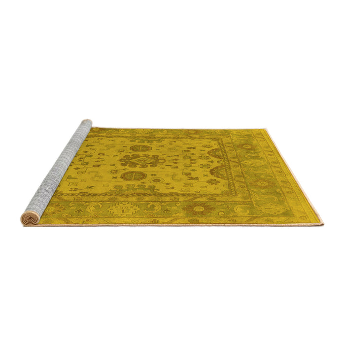 Sideview of Machine Washable Oriental Yellow Industrial Rug, wshurb1620yw