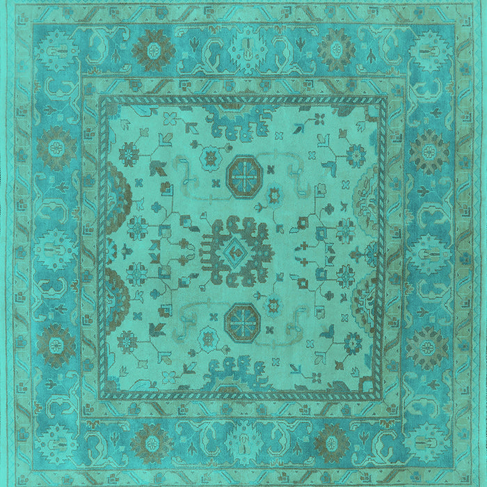Square Oriental Turquoise Industrial Rug, urb1620turq