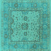 Square Oriental Turquoise Industrial Rug, urb1620turq