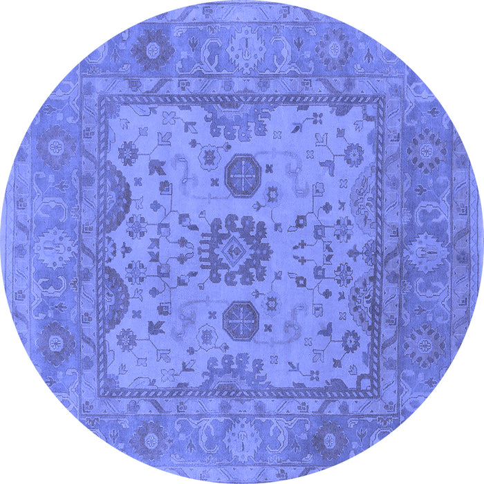 Round Machine Washable Oriental Blue Industrial Rug, wshurb1620blu