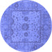 Round Machine Washable Oriental Blue Industrial Rug, wshurb1620blu