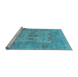 Sideview of Machine Washable Oriental Light Blue Industrial Rug, wshurb1620lblu