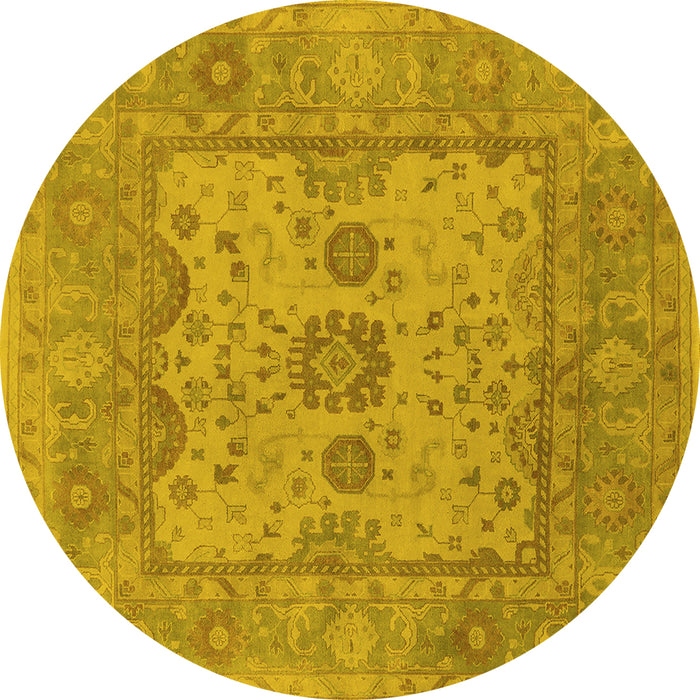 Round Oriental Yellow Industrial Rug, urb1620yw