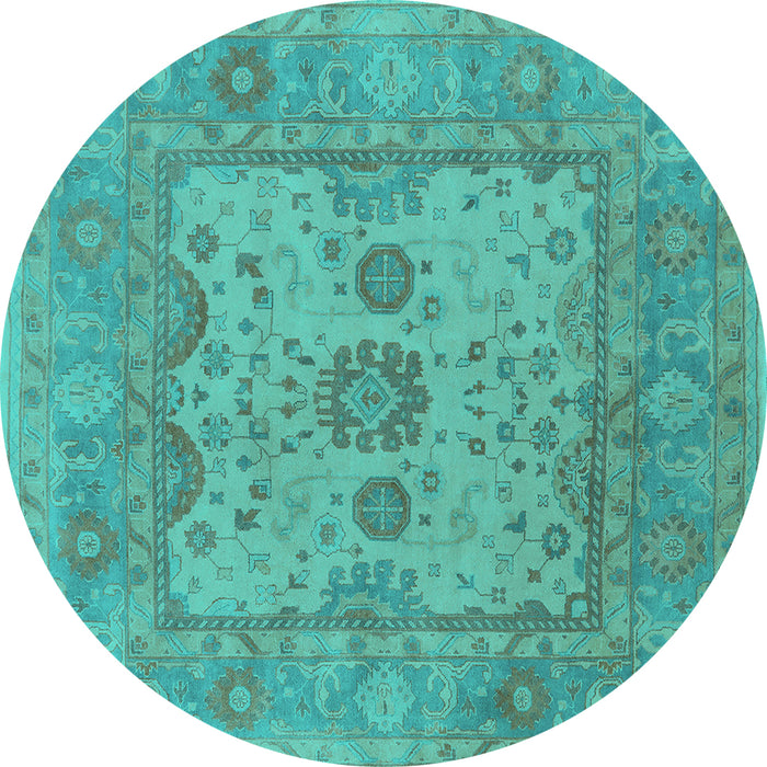 Round Oriental Turquoise Industrial Rug, urb1620turq