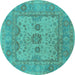 Round Oriental Turquoise Industrial Rug, urb1620turq