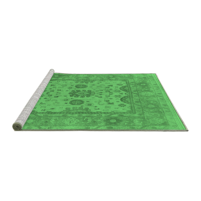 Sideview of Machine Washable Oriental Emerald Green Industrial Area Rugs, wshurb1620emgrn
