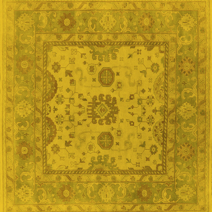 Square Machine Washable Oriental Yellow Industrial Rug, wshurb1620yw