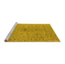 Sideview of Machine Washable Oriental Yellow Industrial Rug, wshurb1621yw