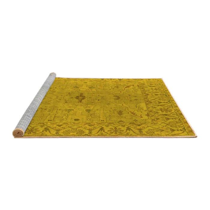 Sideview of Machine Washable Oriental Yellow Industrial Rug, wshurb1621yw
