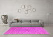 Machine Washable Oriental Pink Industrial Rug in a Living Room, wshurb1621pnk