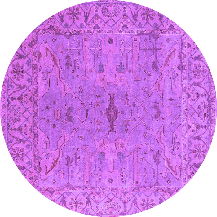 Round Machine Washable Oriental Purple Industrial Area Rugs, wshurb1621pur