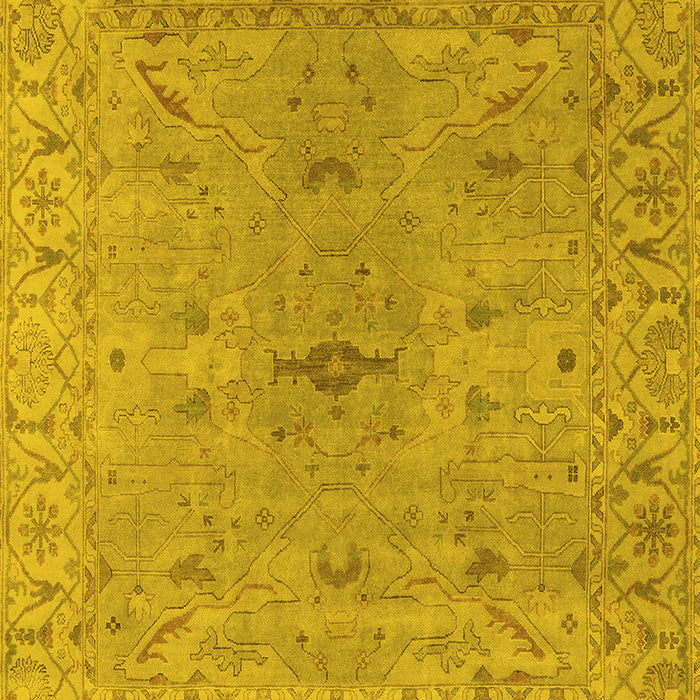 Machine Washable Oriental Yellow Industrial Rug, wshurb1621yw