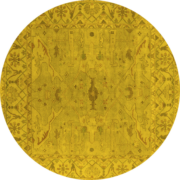 Round Oriental Yellow Industrial Rug, urb1621yw