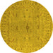 Round Oriental Yellow Industrial Rug, urb1621yw