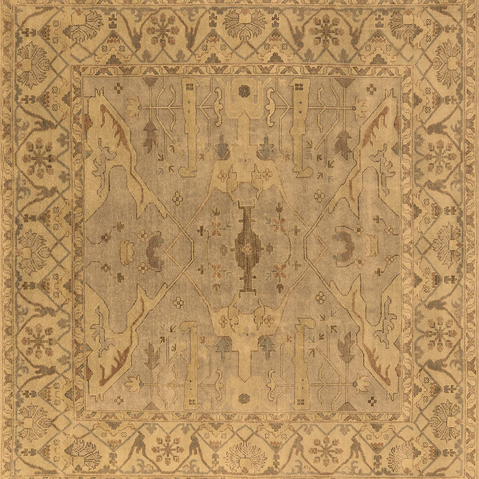 Square Machine Washable Oriental Brown Industrial Rug, wshurb1621brn