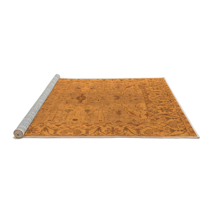 Sideview of Machine Washable Oriental Orange Industrial Area Rugs, wshurb1621org
