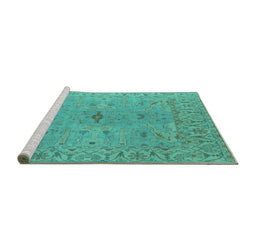 Sideview of Machine Washable Oriental Turquoise Industrial Area Rugs, wshurb1621turq