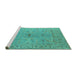 Sideview of Machine Washable Oriental Turquoise Industrial Area Rugs, wshurb1621turq