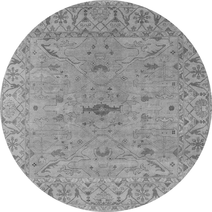 Round Machine Washable Oriental Gray Industrial Rug, wshurb1621gry