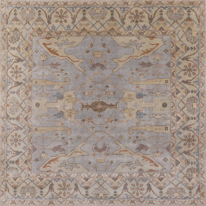 Square Mid-Century Modern Dark Almond Brown Oriental Rug, urb1621
