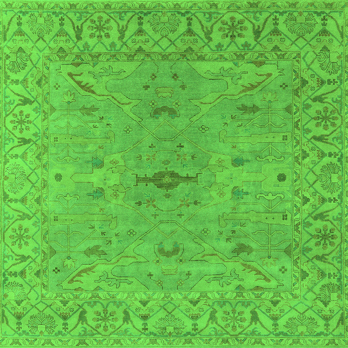 Square Machine Washable Oriental Green Industrial Area Rugs, wshurb1621grn