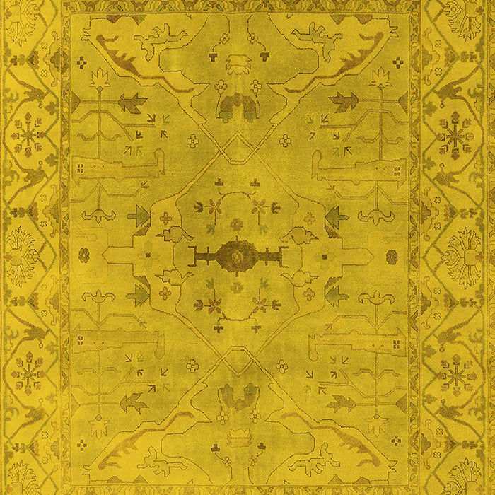 Machine Washable Oriental Yellow Industrial Rug, wshurb1622yw
