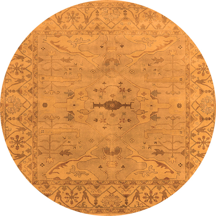 Round Machine Washable Oriental Orange Industrial Area Rugs, wshurb1622org