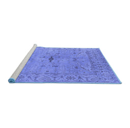 Sideview of Machine Washable Oriental Blue Industrial Rug, wshurb1622blu