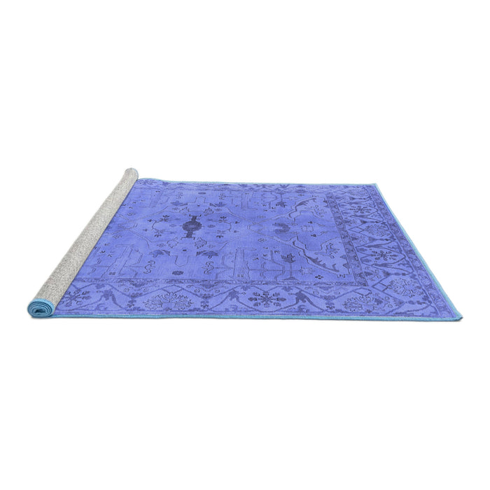 Sideview of Machine Washable Oriental Blue Industrial Rug, wshurb1622blu