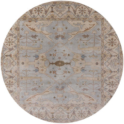 Round Mid-Century Modern Dark Almond Brown Oriental Rug, urb1622